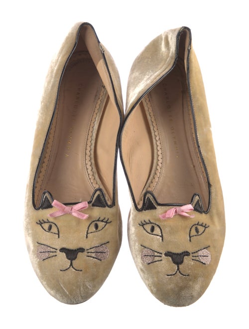 Charlotte Olympia Velvet Graphic Print Loafers