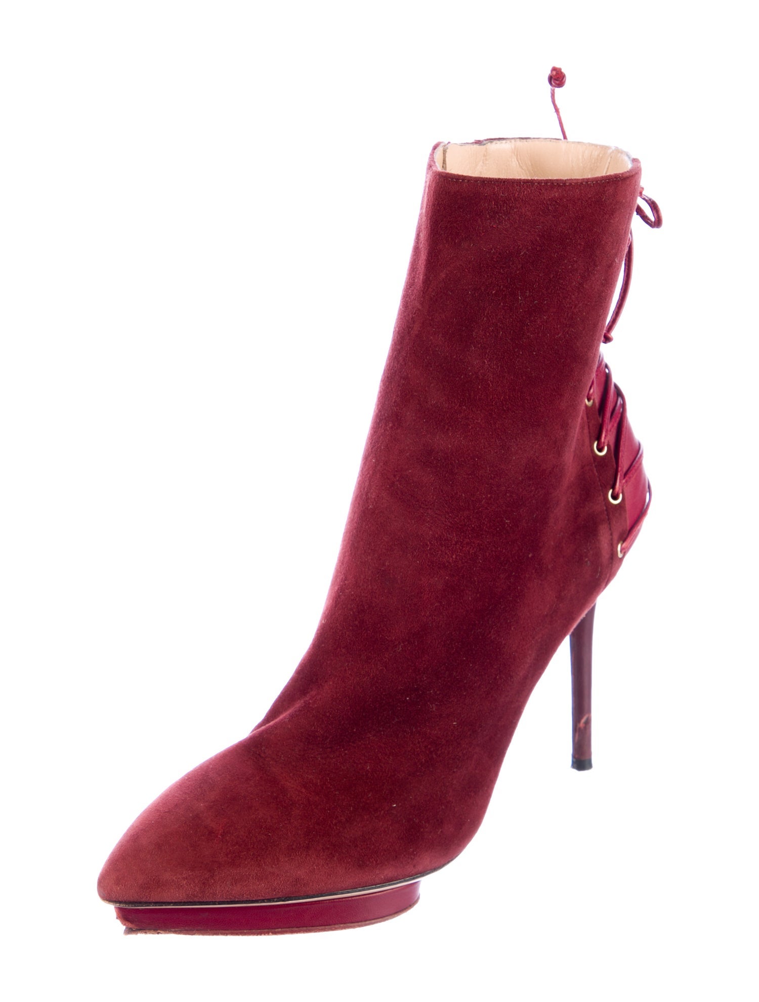 Charlotte Olympia Suede Lace-Up Boots