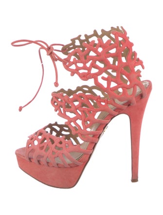 Charlotte Olympia Suede Cutout Accent Pumps