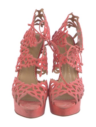 Charlotte Olympia Suede Cutout Accent Pumps