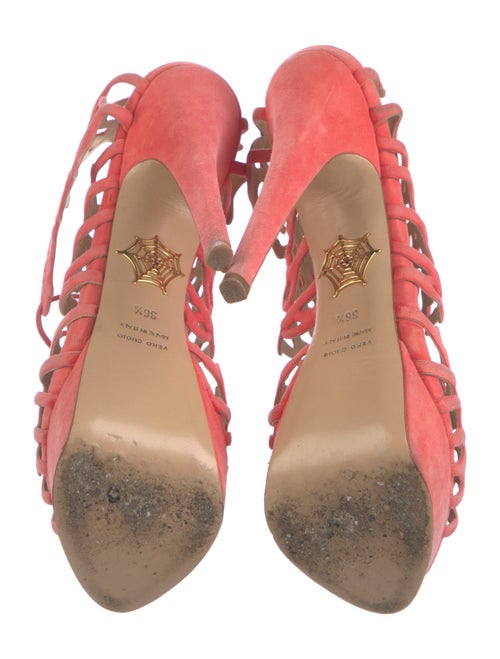 Charlotte Olympia Suede Cutout Accent Pumps