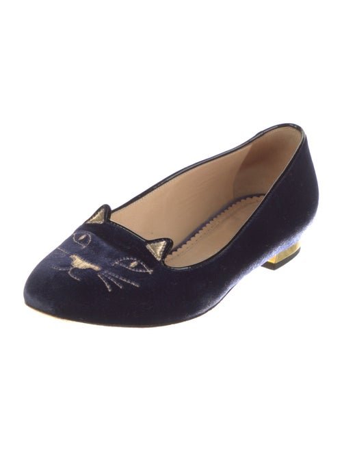 Charlotte Olympia Velvet Embroidered Accent Loafers