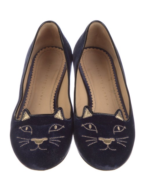 Charlotte Olympia Velvet Embroidered Accent Loafers
