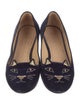 Charlotte Olympia Velvet Embroidered Accent Loafers