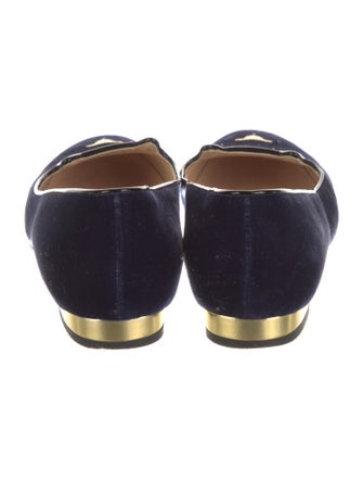 Charlotte Olympia Velvet Embroidered Accent Loafers