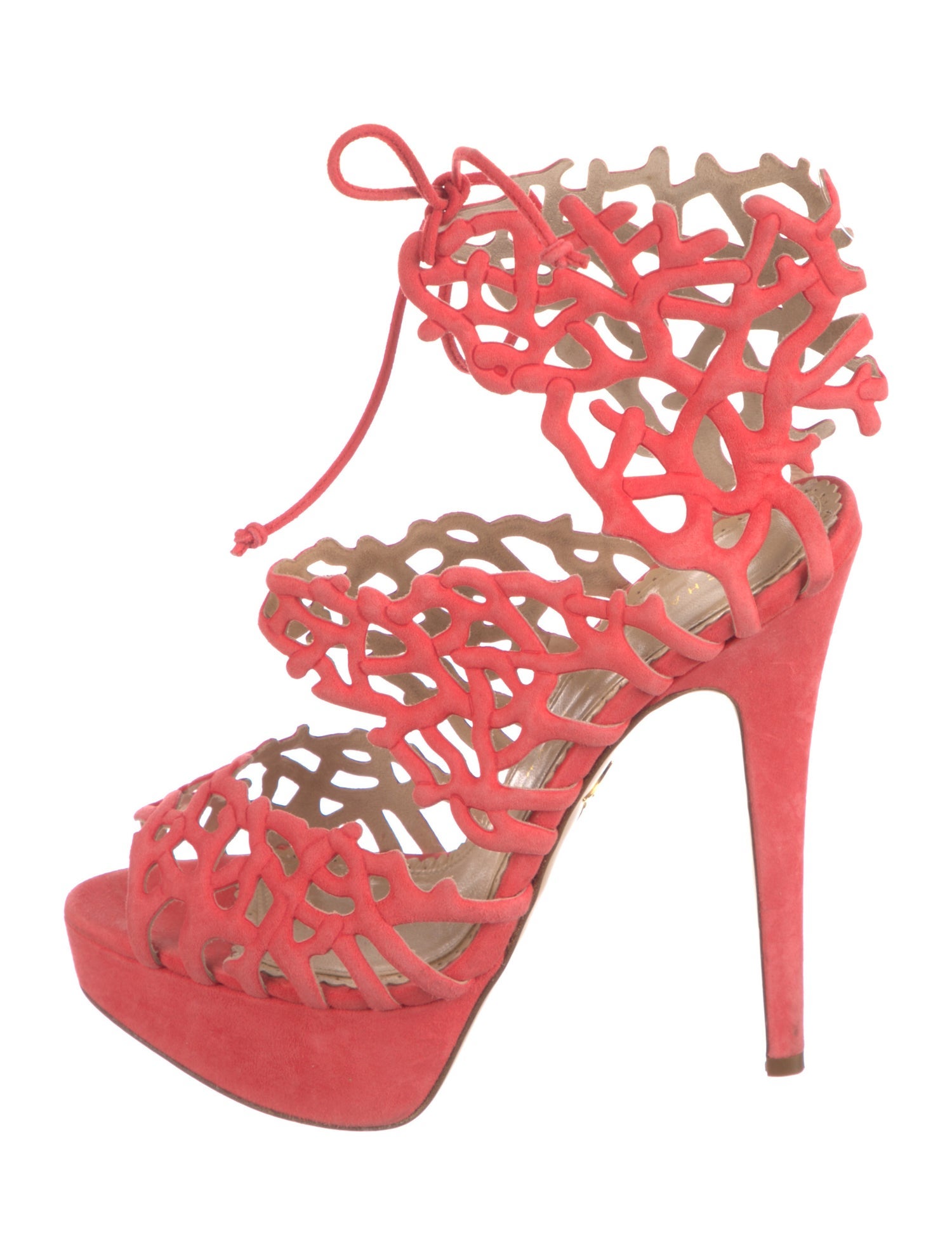 Charlotte Olympia Suede Cutout Accent Sandals