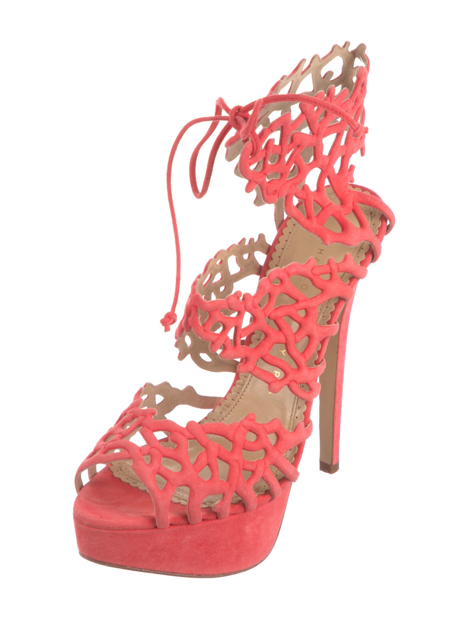 Charlotte Olympia Suede Cutout Accent Sandals
