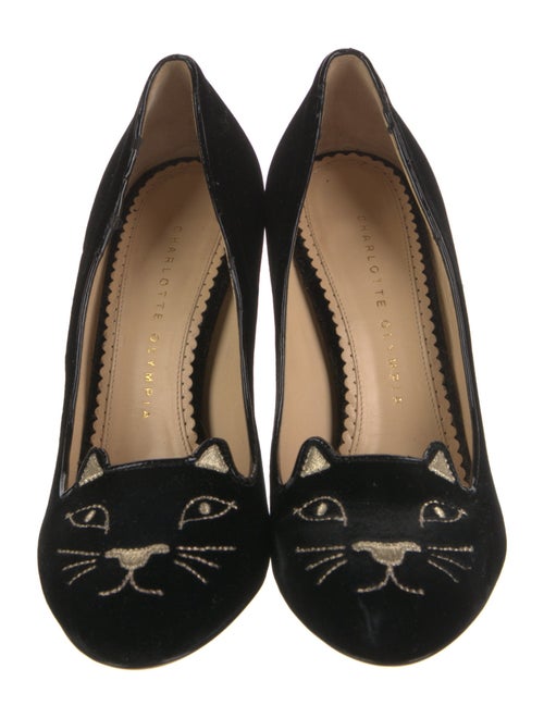 Charlotte Olympia Velvet Embroidered Accent Pumps