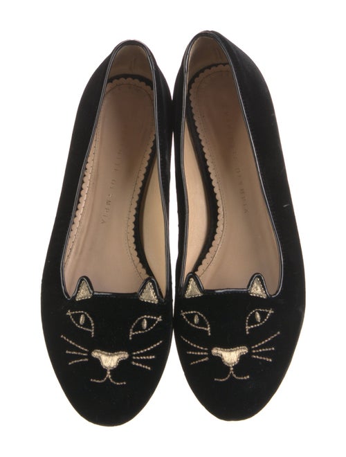 Charlotte Olympia Velvet Embroidered Accent Loafers