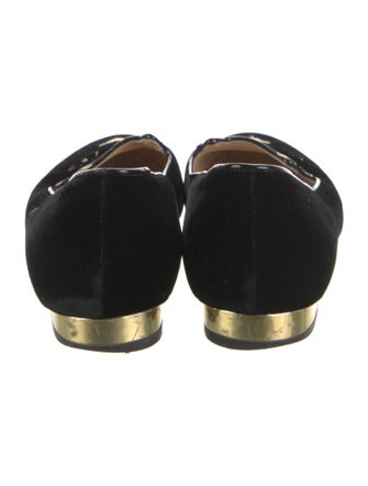 Charlotte Olympia Velvet Embroidered Accent Loafers