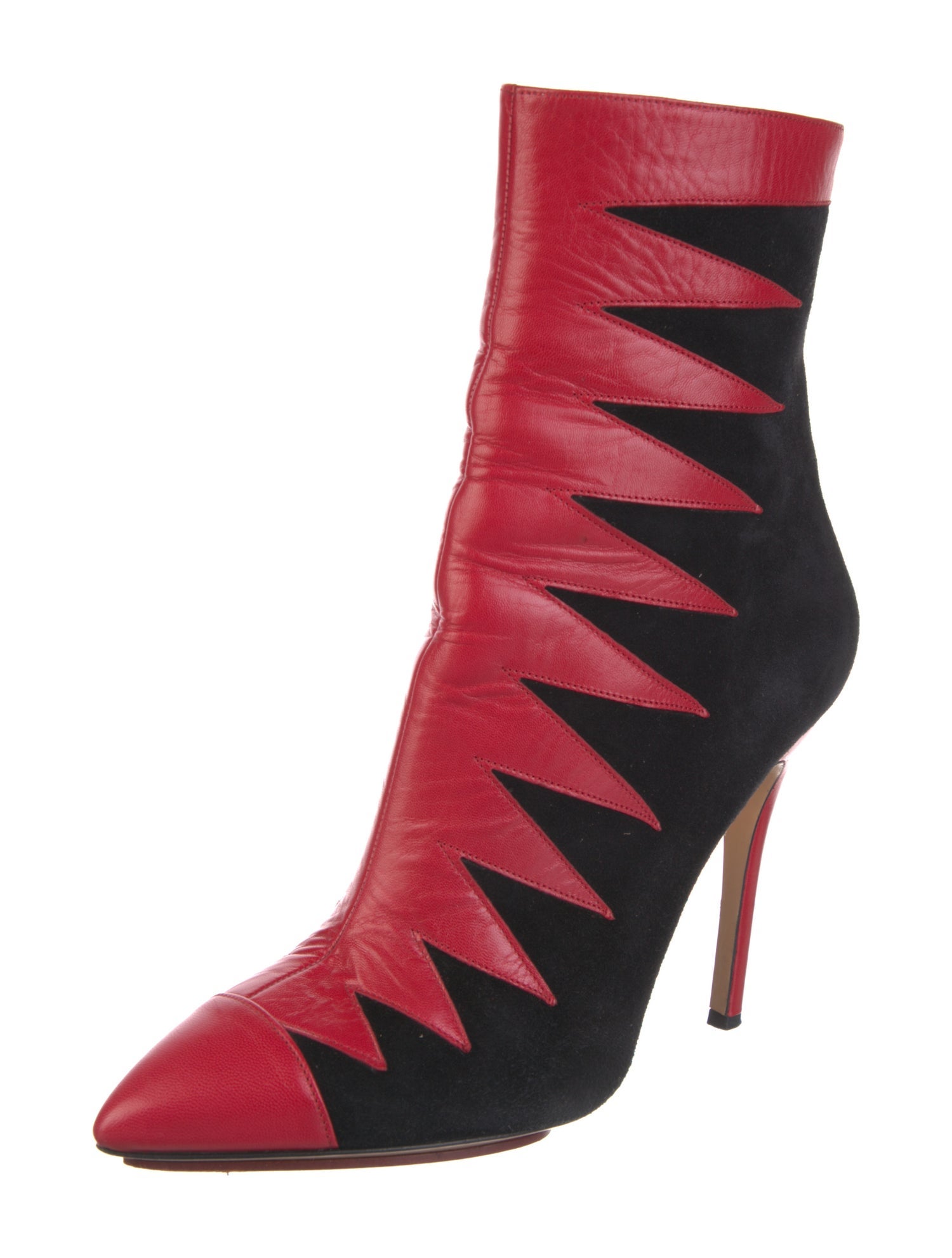 Charlotte Olympia Suede Colorblock Pattern Sock Boots