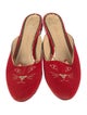 Charlotte Olympia Suede Embroidered Accent Mules