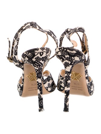 Charlotte Olympia Satin Floral Print Slingback Pumps