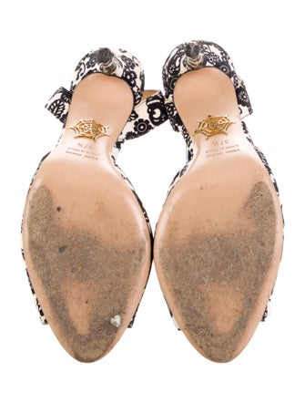 Charlotte Olympia Satin Floral Print Slingback Pumps