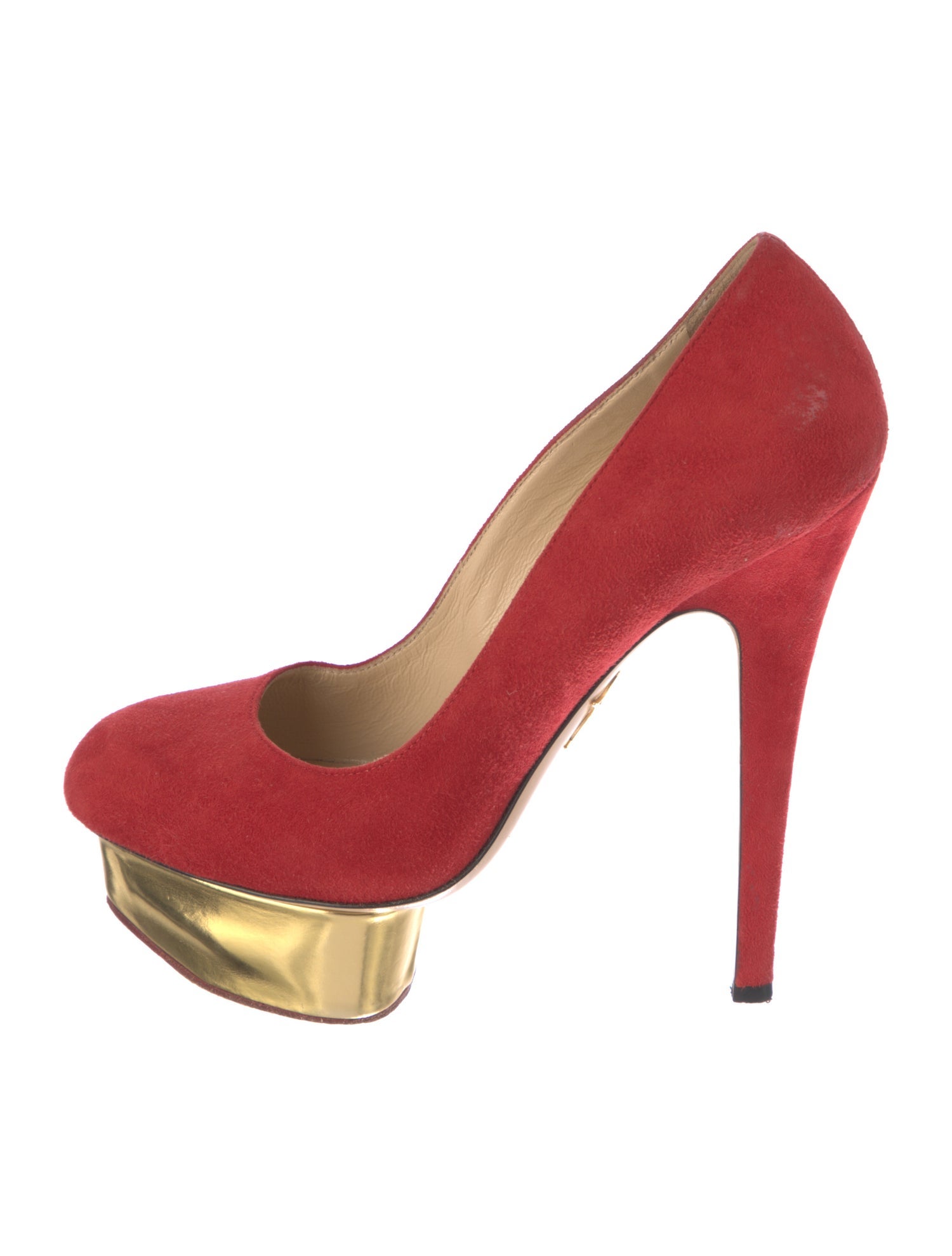 Charlotte Olympia Suede Colorblock Pattern Pumps