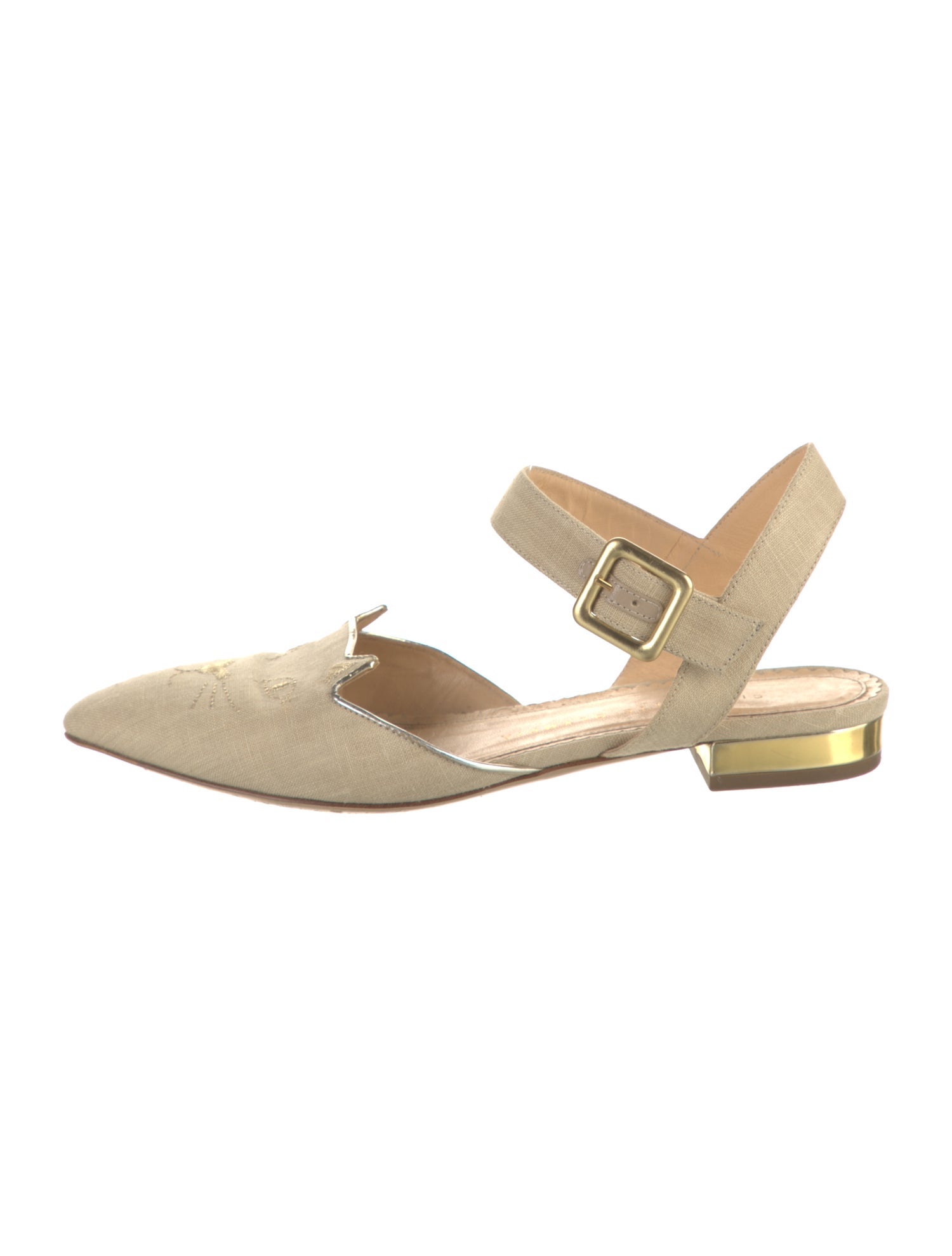 Charlotte Olympia Canvas Slingback Flats