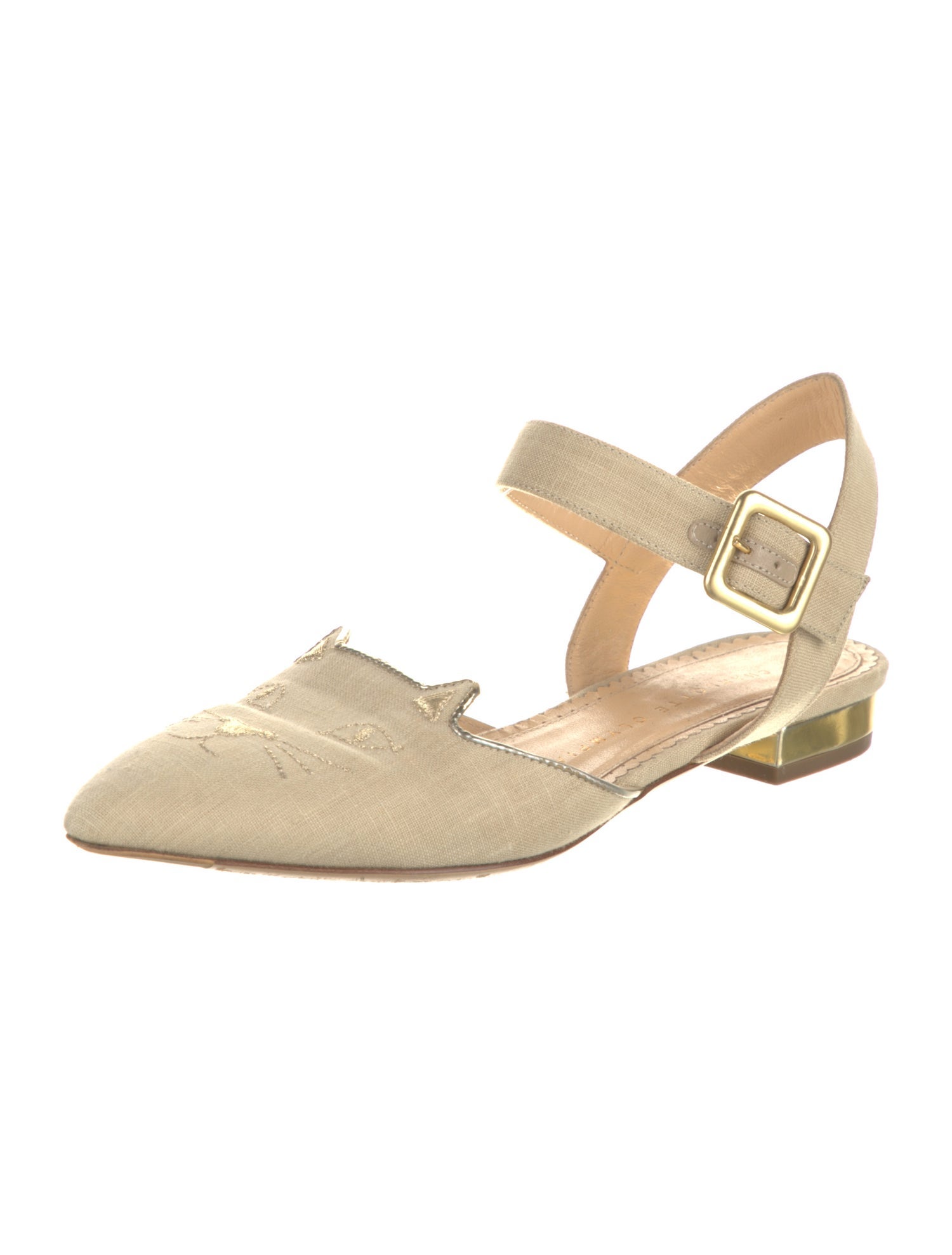Charlotte Olympia Canvas Slingback Flats
