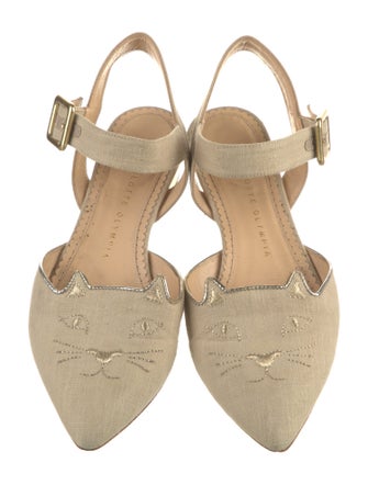 Charlotte Olympia Canvas Slingback Flats