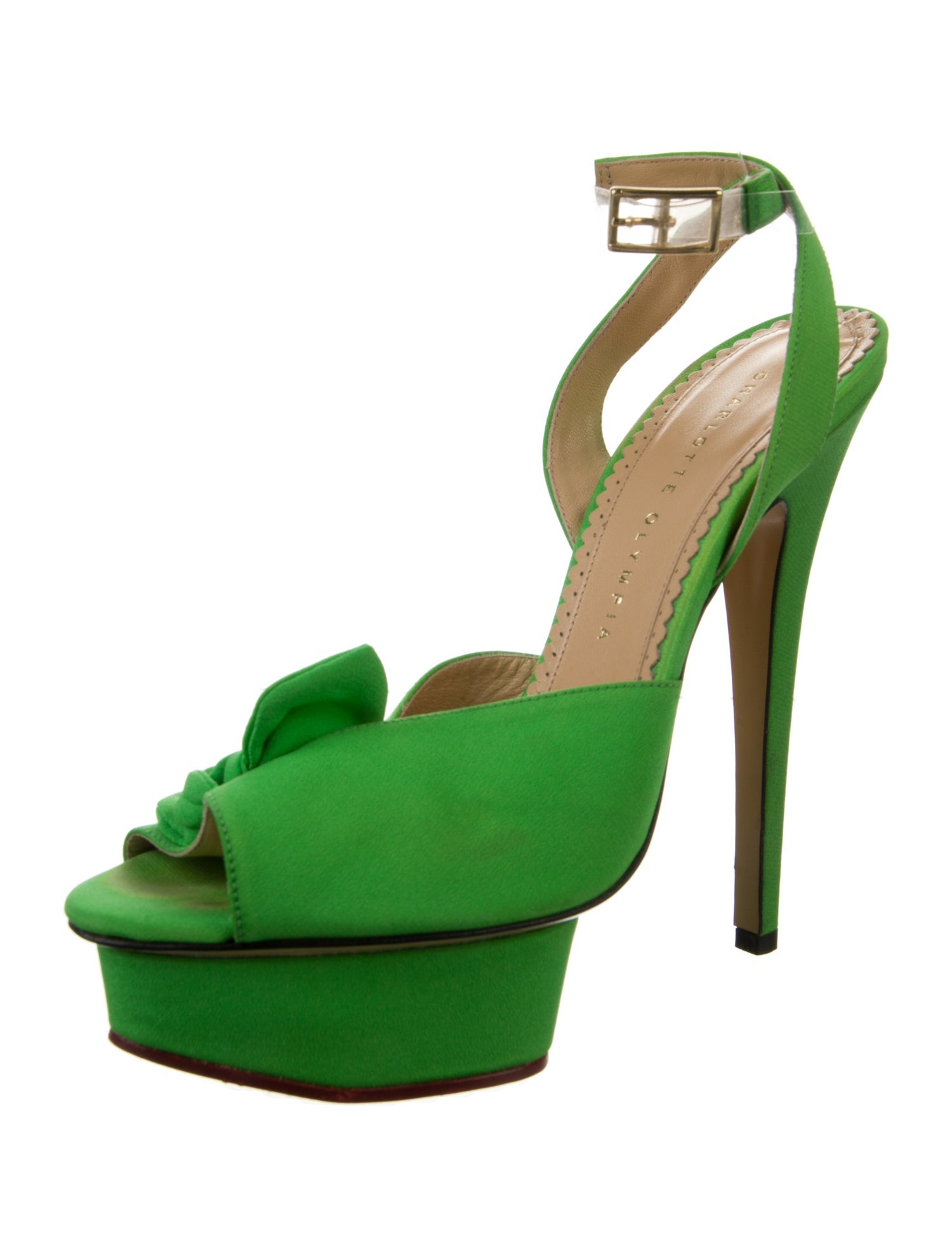 Charlotte Olympia Satin Slingback Sandals