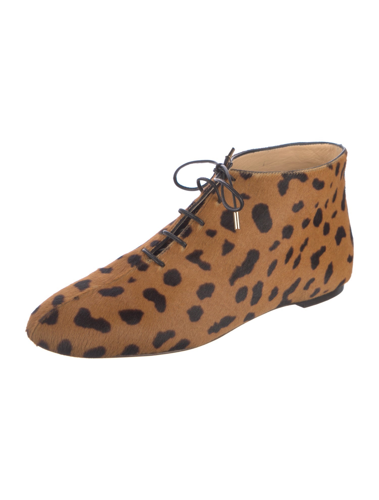 Charlotte Olympia Ponyhair Animal Print Lace-Up Boots w/ Tags