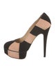 Charlotte Olympia Suede Colorblock Pattern Pumps