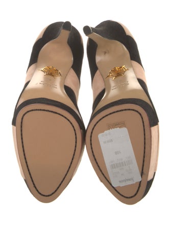 Charlotte Olympia Suede Colorblock Pattern Pumps