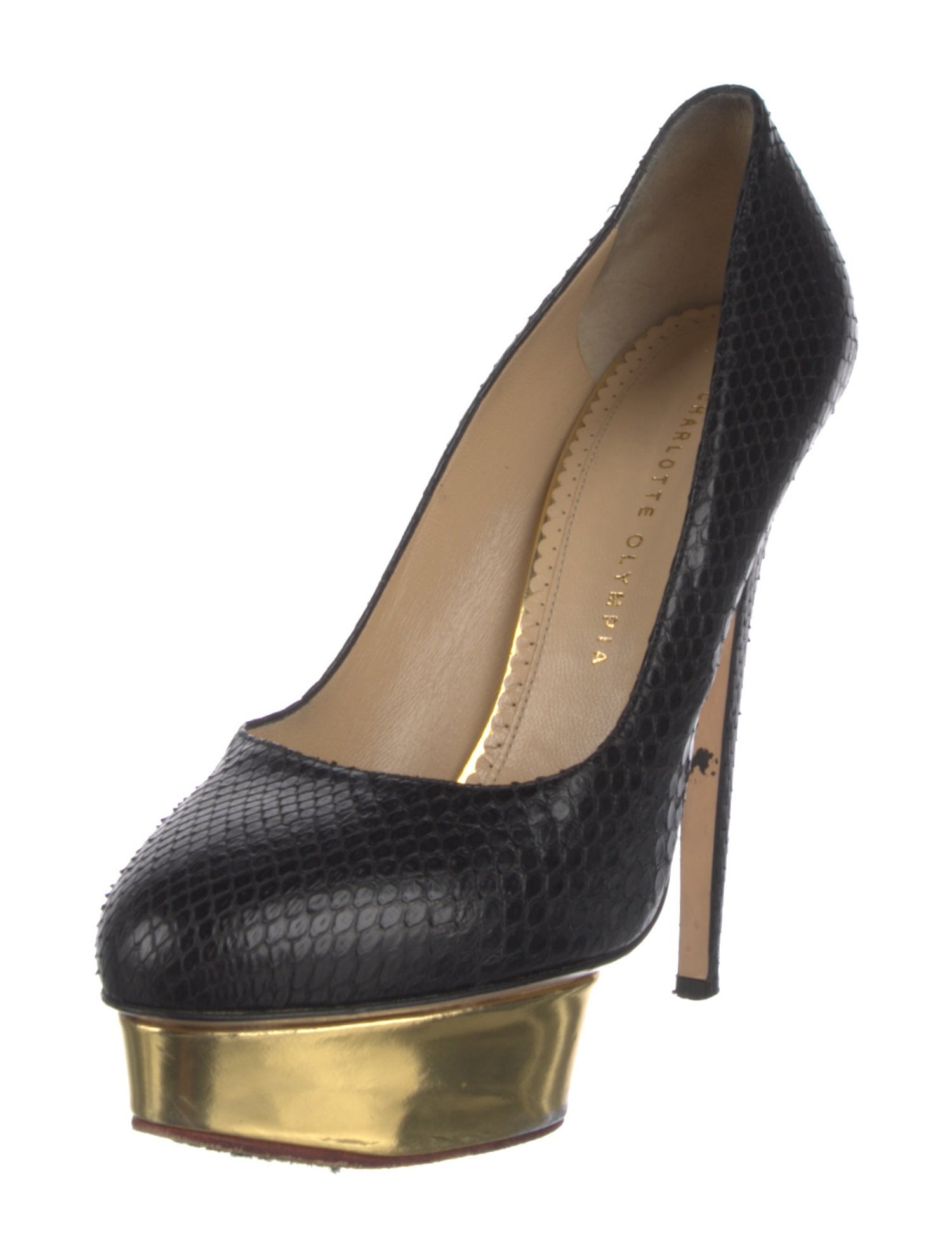 Charlotte Olympia Snakeskin Pumps
