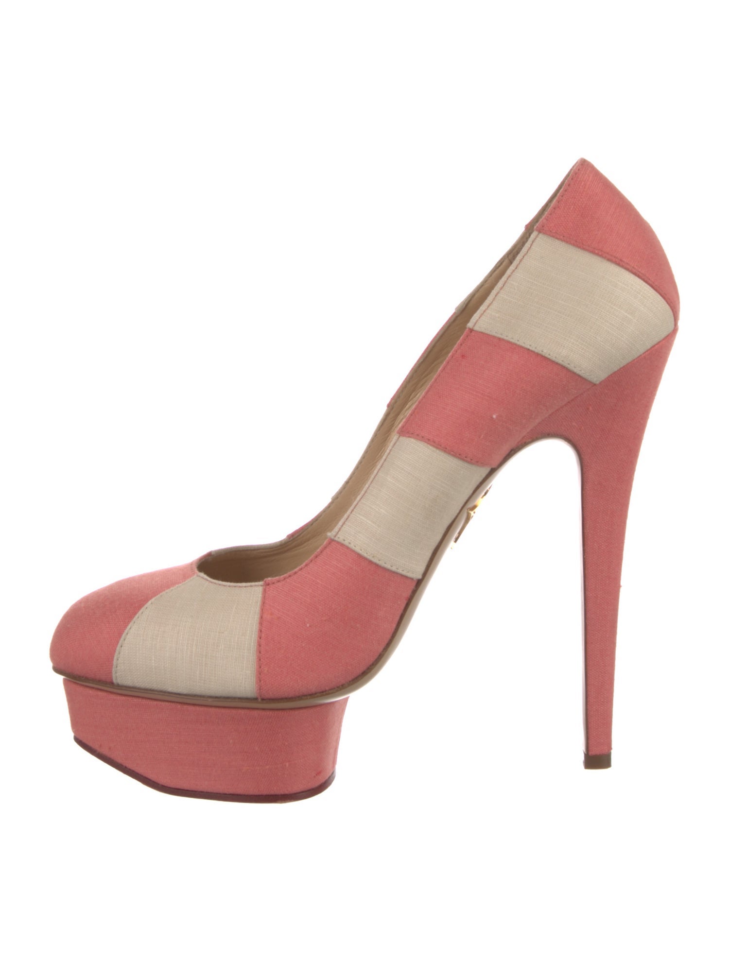 Charlotte Olympia Canvas Colorblock Pattern Pumps