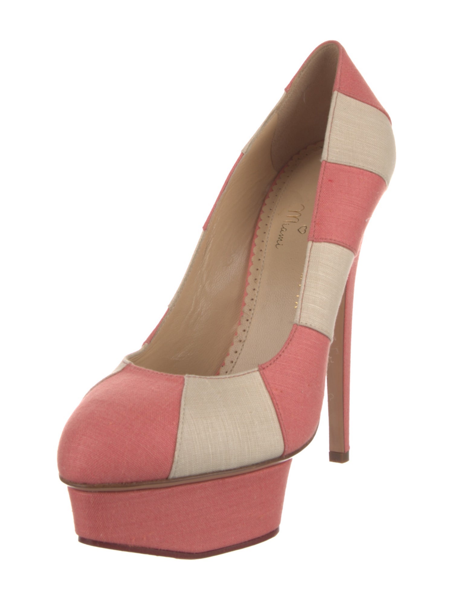 Charlotte Olympia Canvas Colorblock Pattern Pumps