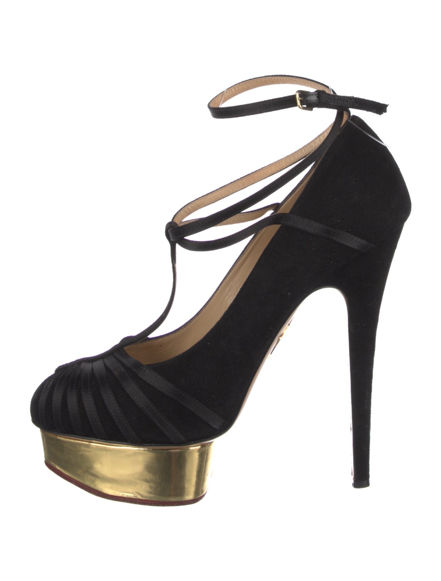Charlotte Olympia Suede T-Strap Pumps