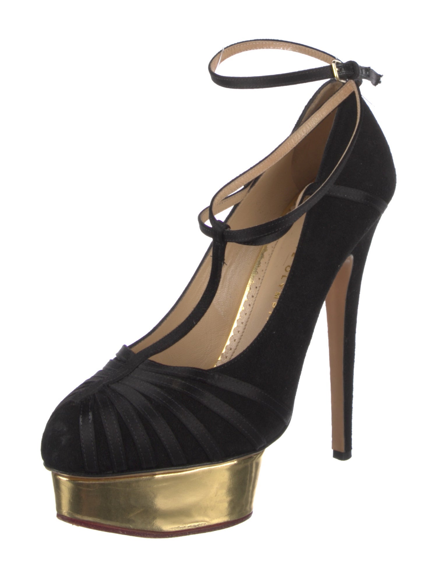 Charlotte Olympia Suede T-Strap Pumps