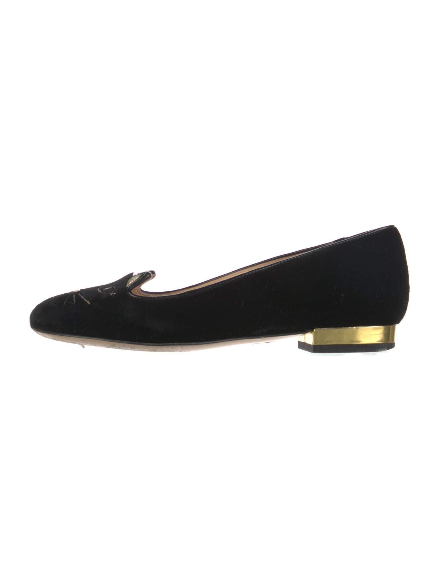 Charlotte Olympia Velvet Embroidered Accent Loafers