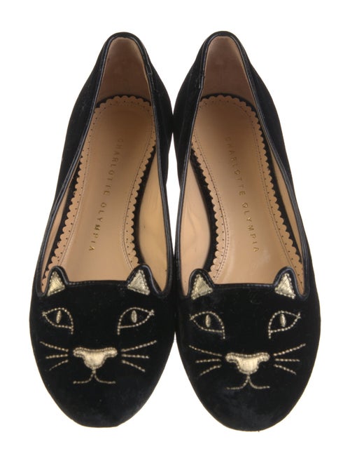 Charlotte Olympia Velvet Embroidered Accent Loafers