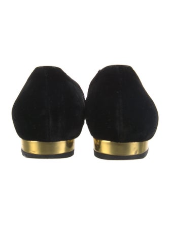 Charlotte Olympia Velvet Embroidered Accent Loafers