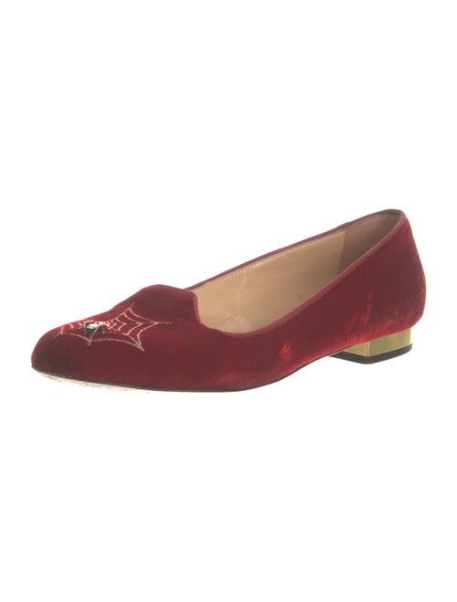 Charlotte Olympia Velvet Crystal Embellishments Flats