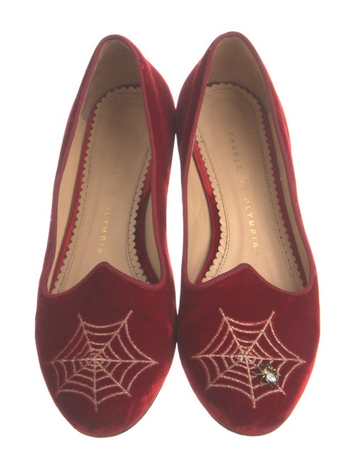 Charlotte Olympia Velvet Crystal Embellishments Flats
