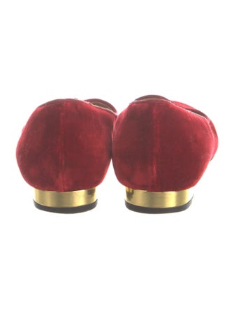 Charlotte Olympia Velvet Crystal Embellishments Flats