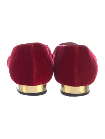 Charlotte Olympia Velvet Embroidered Accent Flats