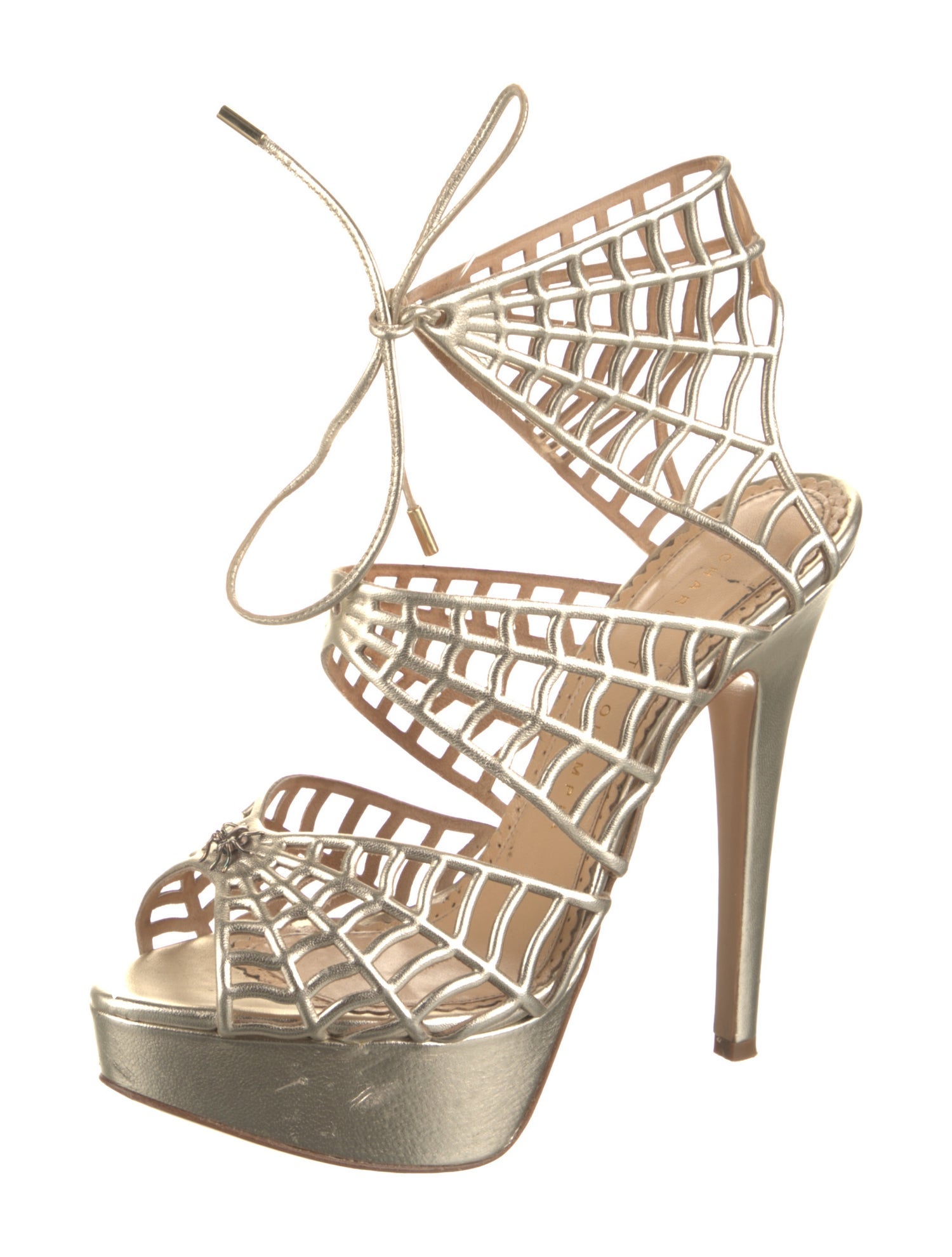 Charlotte Olympia Leather Animal Print Sandals