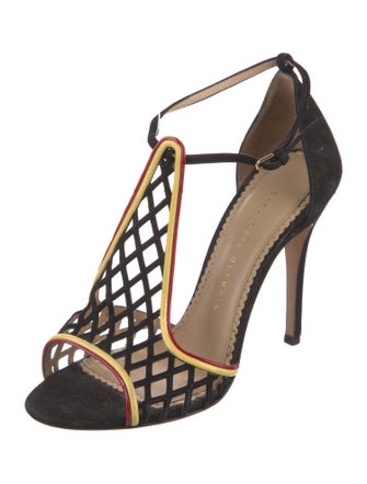 Charlotte Olympia Suede T-Strap Sandals