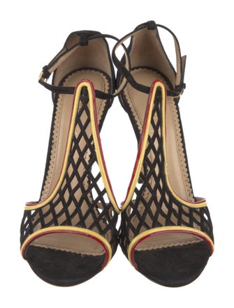 Charlotte Olympia Suede T-Strap Sandals