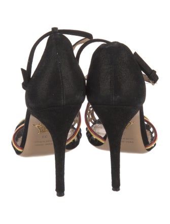Charlotte Olympia Suede T-Strap Sandals