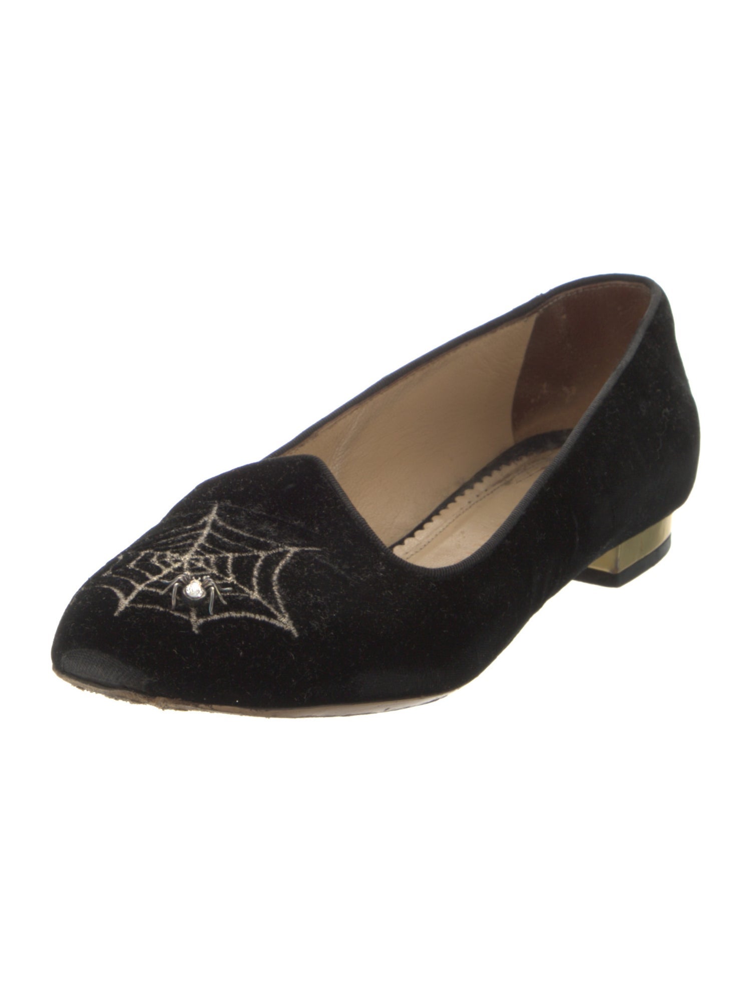 Charlotte Olympia Velvet Crystal Embellishments Loafers