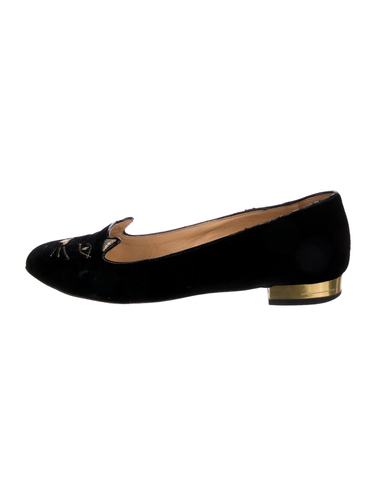 Charlotte Olympia Velvet Embroidered Accent Loafers
