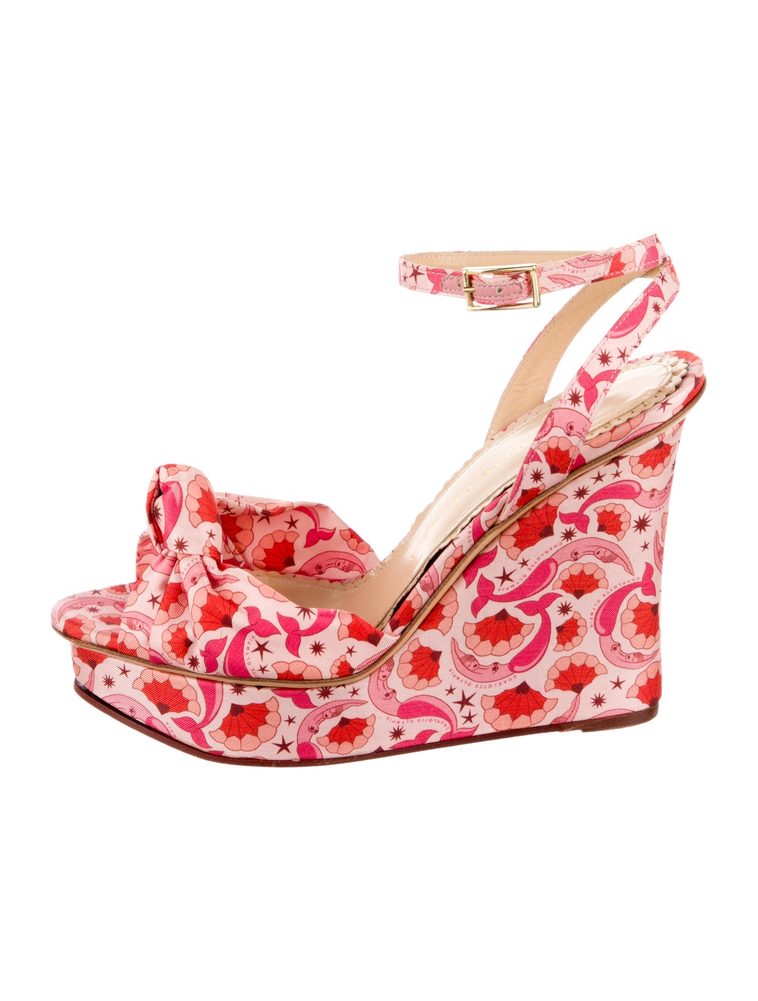Charlotte Olympia Satin Printed Sandals