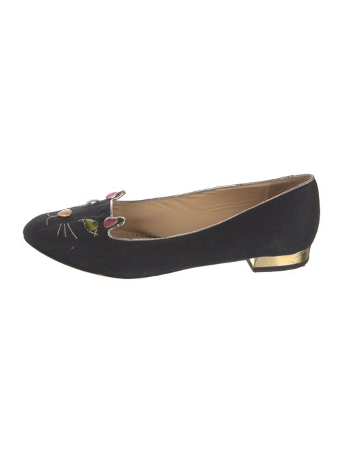 Charlotte Olympia Canvas Crystal Embellishments Loafers