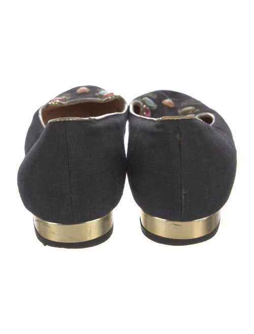 Charlotte Olympia Canvas Crystal Embellishments Loafers