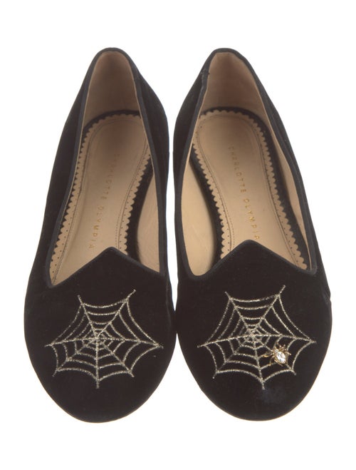 Charlotte Olympia Velvet Crystal Embellishments Loafers