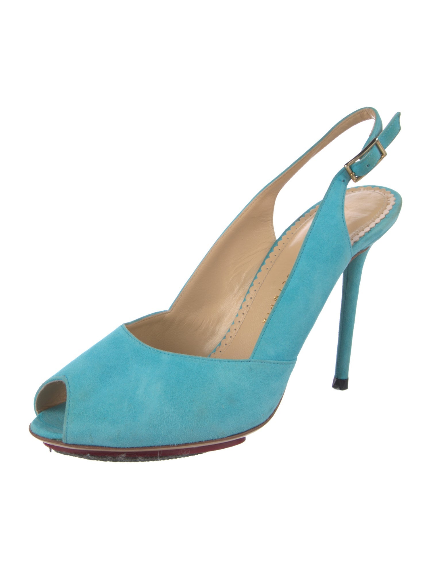 Charlotte Olympia Suede Slingback Pumps