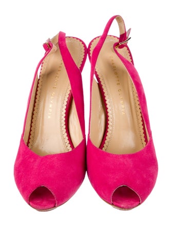 Charlotte Olympia Suede Slingback Pumps